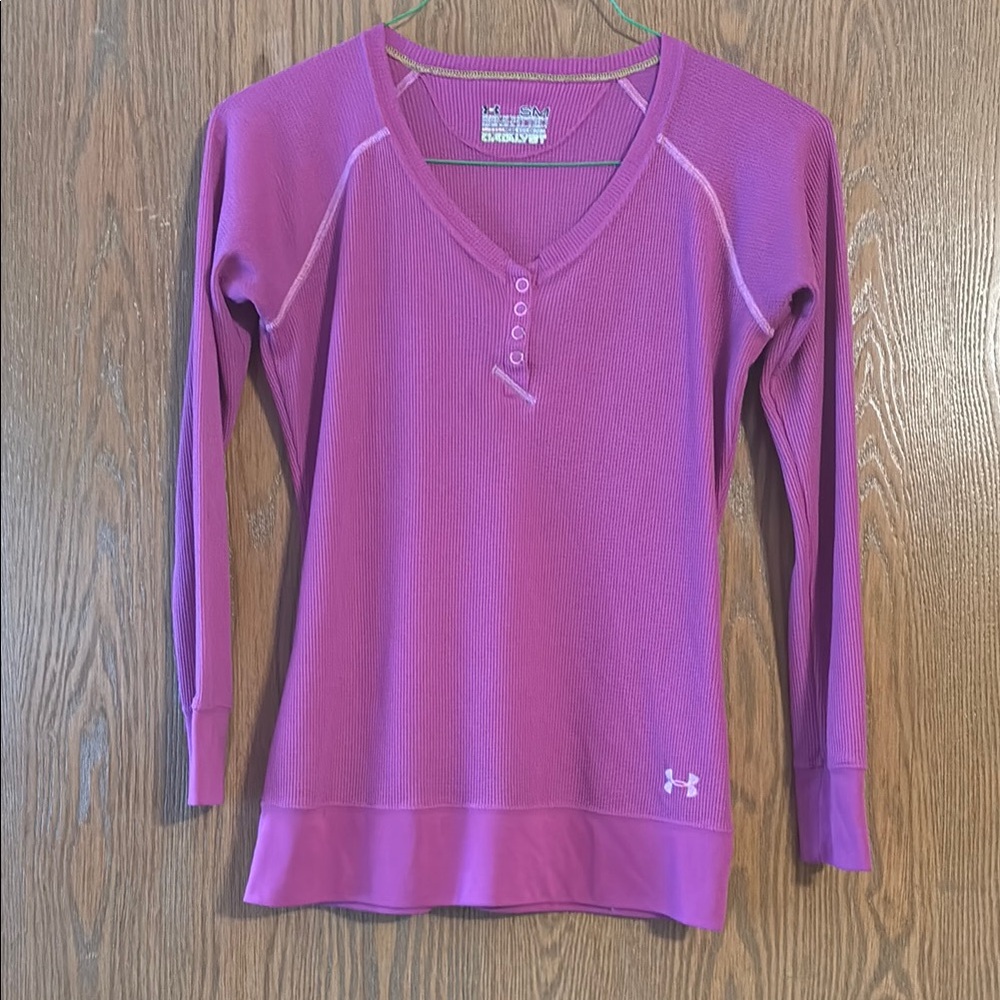 Under Armour Purple Long Sleeve Henley Size Small